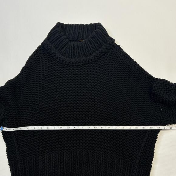 Free People Sweater Womens Medium Black Chunky Knit Turtleneck Pullover Boho - Picture 8 of 12